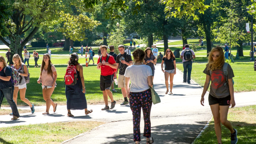 Student walking on the campus 