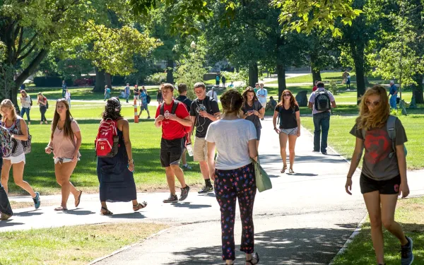 Students walking in the campus.