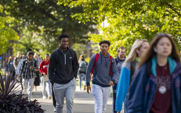 Students walking in the campus.