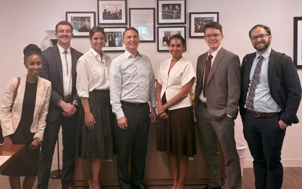 "IDEA Summer Democracy Fellows with Associate Director Amy Lee and Program Manager Adam Duffy, as well as Center for Study of the Presidency and Congress President and CEO Glenn Nye and Erica Ngoenha, Senior Vice President for Programs and External Affairs."