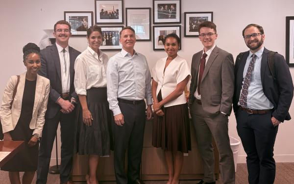"IDEA Summer Democracy Fellows with Associate Director Amy Lee and Program Manager Adam Duffy, as well as Center for Study of the Presidency and Congress President and CEO Glenn Nye and Erica Ngoenha, Senior Vice President for Programs and External Affairs."