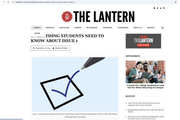 Screenshot of the article published in The Lantern.